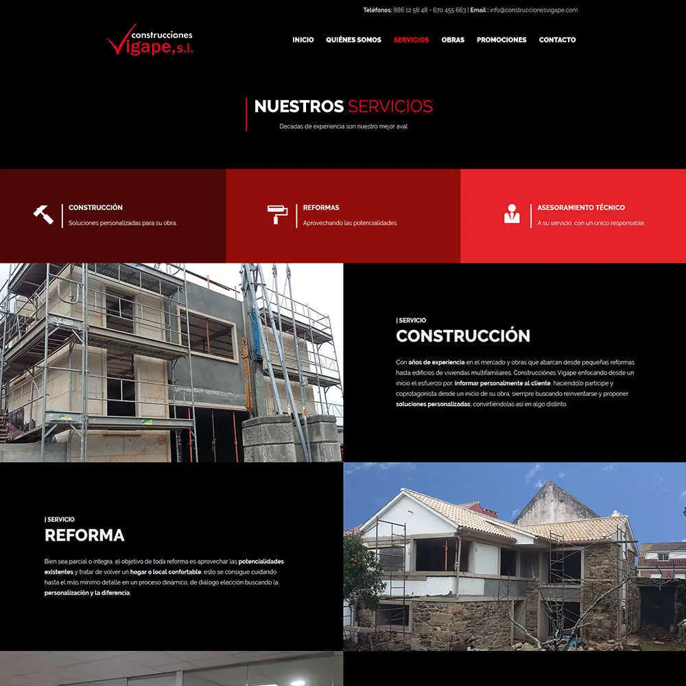 web Construcciones Vigape