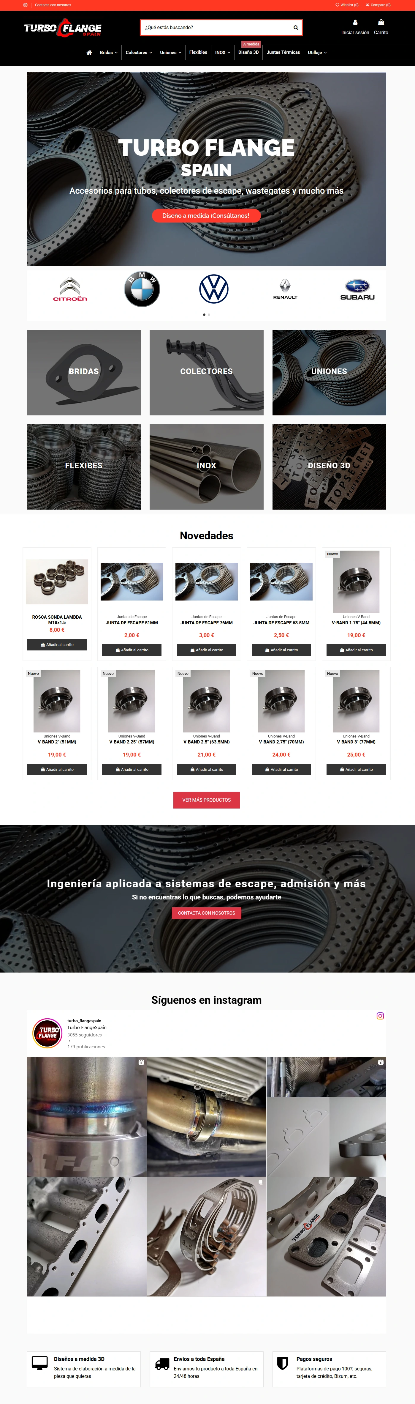 Diseño de tienda online Piezas personalizadas vehículos